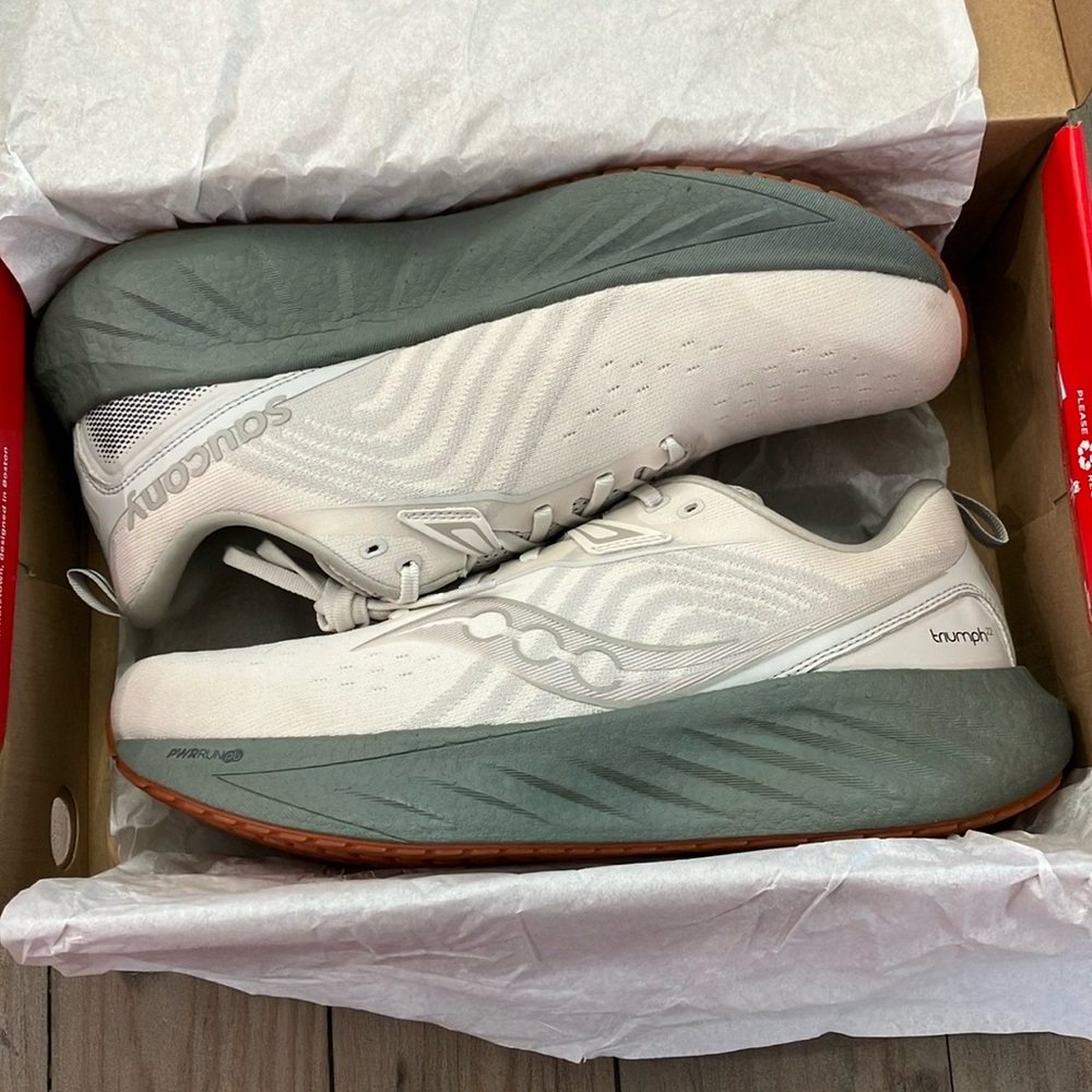 Saucony Triumph 22 Men's 11.5 Moon White and Gray Running Shoes